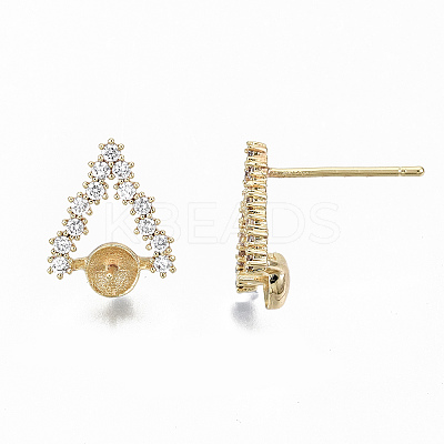 Brass Micro Pave Clear Cubic Zirconia Earring Findings KK-S356-126G-NF-1