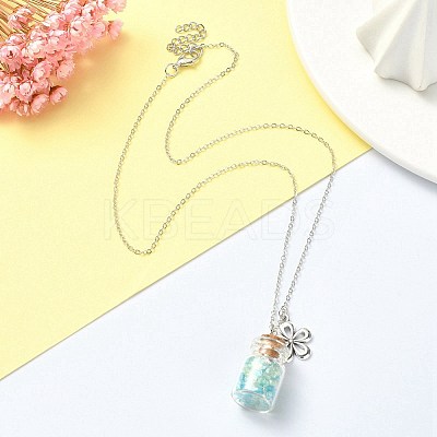 Flower Alloy Pendant Necklace NJEW-FZ00021-1