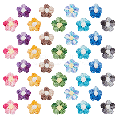 36Pcs 9 Colors Wool Yarn Flower Ornament Accessories AJEW-FG0005-27-1