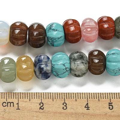 Natural & Synthetic Mixed Gemstone Pumpkin Beads Strands G-G142-A06-01-1