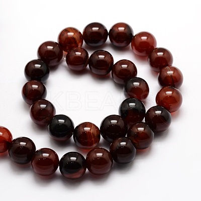 Dyed Natural Agate Round Beads Strands G-E321B-12mm-02-1
