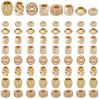80Pcs 8 Styles Brass Spacer Beads KK-BBC0025-81-1