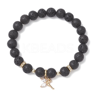Fairy Brass Micro Pave Cubic Zirconia Charm Bracelets BJEW-JB12701-1