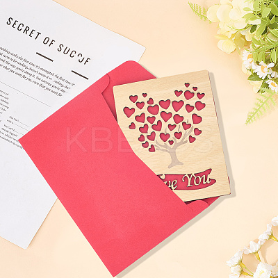 Valentine's Day Wooden Greeting Cards DIY-CP0011-91C-1