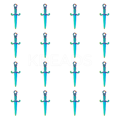 16Pcs Ion Plating(IP) 201 Stainless Steel Pendants STAS-DC0014-69-1