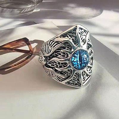 Hip-hop Style 201 Stainless Steel and Glass Finger Rings FS-WG99B6A-01-1