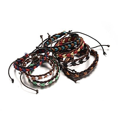 Adjustable Braided Leather Cord Bracelets BJEW-M169-17-1