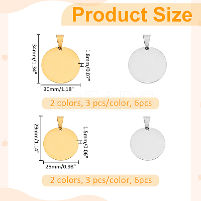 12Pcs 4 Styles 304 Stainless Steel Pendants STAS-WR0001-16-1