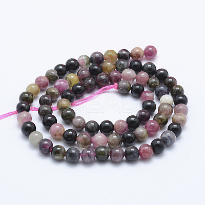 Natural Multicolor Tourmaline Beads Strands G-J373-08-5mm-1