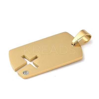 304 Stainless Steel Rhinestone Stamping Blank Tag Pendants STAS-G346-16G-1