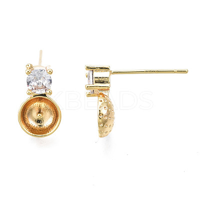 Brass Micro Pave Cubic Zirconia Stud Earring Findings KK-N233-132-1