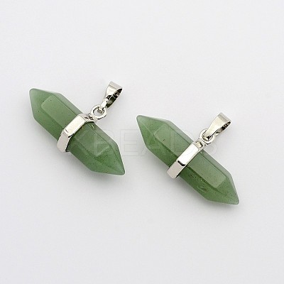 Natural Green Aventurine Double Terminated Pointed Pendants G-F177-06-1