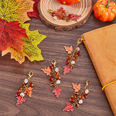 8Pcs Thanksgiving Day Alloy & Acrylic Pendant Decorations HJEW-SC0001-76C-1