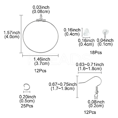 67Pcs 4 Styles 304 Stainless Steel Wire Pendants FIND-FS0002-29-1