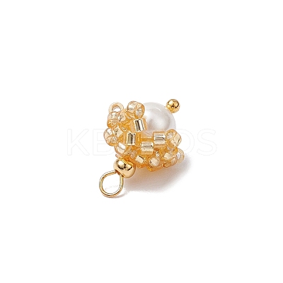 Cylinder Seed Beaded Flower Pendants PALLOY-MZ00705-1
