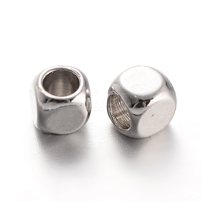 Cube Brass Spacer Beads KK-L129-46P-1