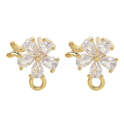 Brass Clear Cubic Zirconia Stud Earring Findings LS-KK-A238-01B-G-1