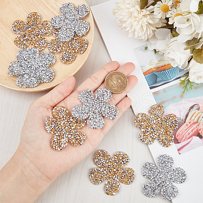 12Pcs 2 Colors Flower Hotfix Rhinestone Iron on Patches DIY-CP0009-64-1