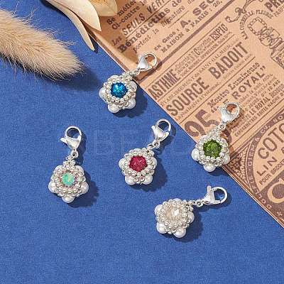 K9 Glass Rhinestone & Shell Pearl Bead Pendant Decoration HJEW-MZ00028-1