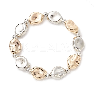 3Pcs CCB Plastic Nuggets Beaded Stretch Bracelets for Women Men BJEW-JB13303-1