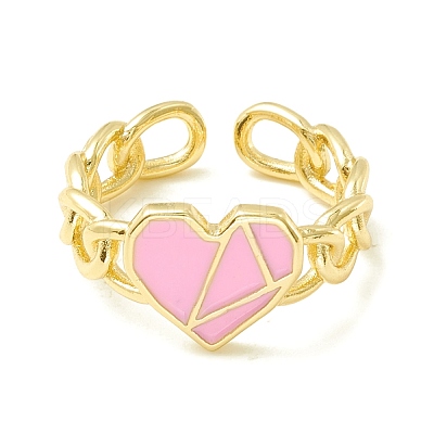 Enamel Heart Promise Open Ring RJEW-P027-07G-1