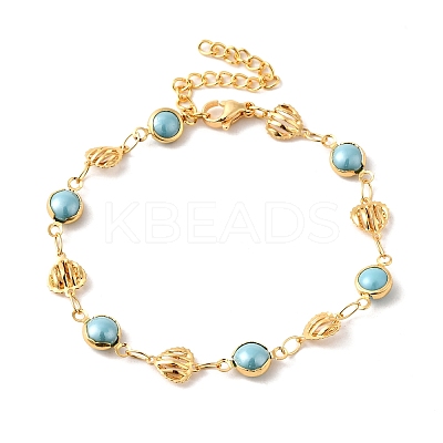 304 Stainless Steel Glass Link Bracelets for Women BJEW-V010-02G-1