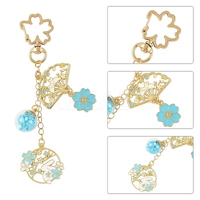 4Pcs Alloy Enamel & Glass Pendant Decorations HJEW-FS00049-1