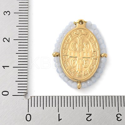 304 Stainless Steel Oval Embossed Jesus Pendants STAS-L022-490G-03-1