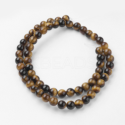 Natural Yellow Tiger Eye Bead Strands G-G735-71-6mm-A-1