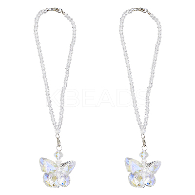 Butterfly Glass Car Hanging Pendant HJEW-DC0001-04-1