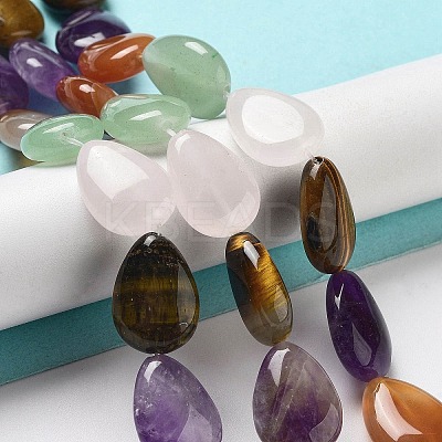 Natural Amethyst & Quartz Crystal & Green Aventurine & Rose Quartz & Red Agate & Tiger Eye Beads Strands G-P528-L13-01-1