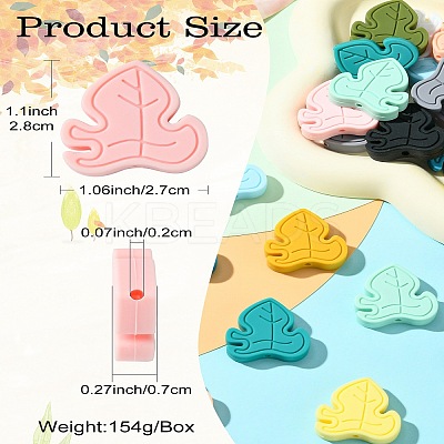 32Pcs 16 Colors Leaf Food Grade Eco-Friendly Silicone Focal Beadss SIL-CJ0002-19-1