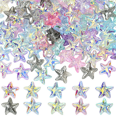 100Pcs 10 Colors Starfish Handmade Glass Beads GLAA-SC0002-80B-1