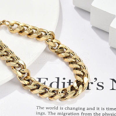 304 Stainless Steel Cuban Link Chain Bracelets for Women Men BJEW-R008-01G-1