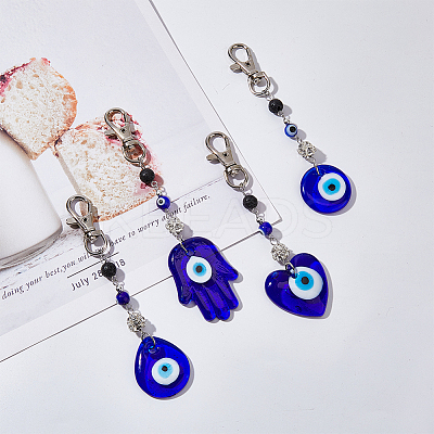 8Pcs 4 Style Handmade Lampwork Evil Eye Pendant Decoration HJEW-DC0001-02-1