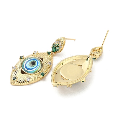 Rack Plating Brass Micro Pave Clear Cubic Zirconia Stud Earrings for Women EJEW-M260-23G-03-1