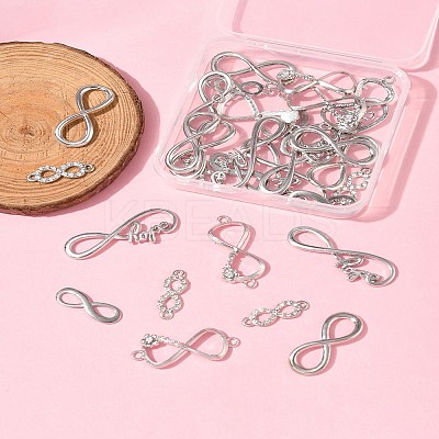 30Pcs 6 Styles Tibetan Style Alloy Infinity with Hope Connector Charms TIBE-FS0003-26-1