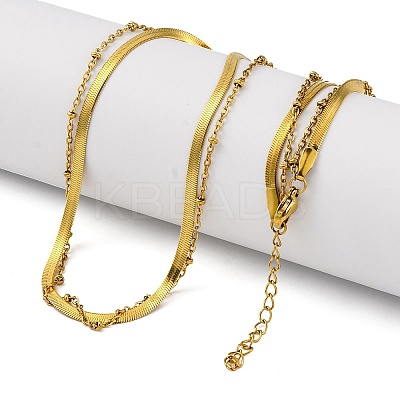 304 Stainless Steel Double Layered Necklaces NJEW-U028-01G-1