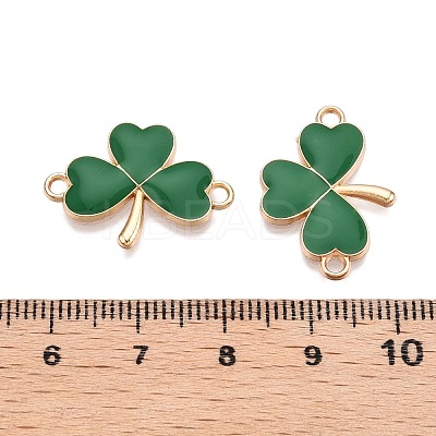 Rack Plating Alloy Green Enamel Shamrock Connector Charms ENAM-N056-354G-1