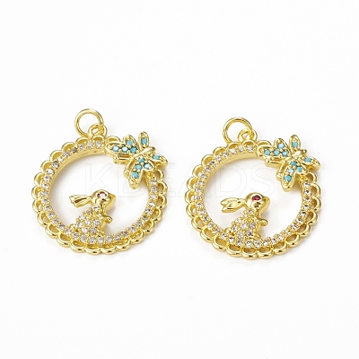 Brass Micro Pave Cubic Zirconia Pendants KK-E068-VB006-1