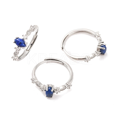 Horse Eye Natural Lapis Lazuli Adjustable Rings RJEW-Q817-02P-01-1