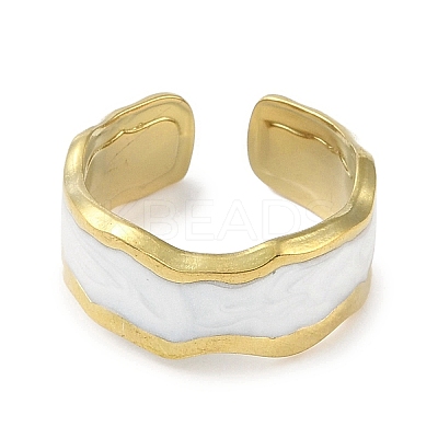 Ion Plating(IP) 304 Stainless Steel Enamel Cuff Finger Rings RJEW-L107-051G-01-1