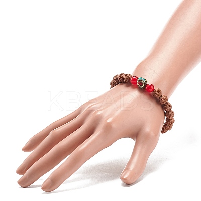 4Pcs 4 Style Natural Rudraksha Mala Bead Bracelets Set BJEW-JB08979-1