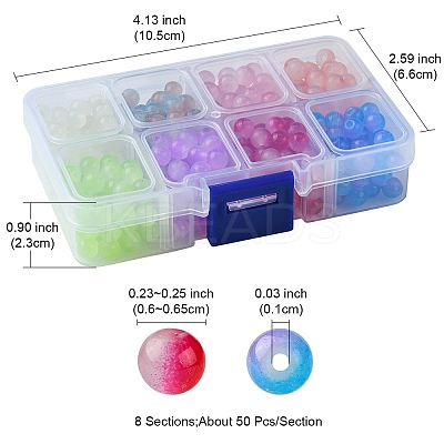 400Pcs 8 Colors Baking Paint Imitation Jade Glass Round Bead Strands DGLA-FS0001-09-1