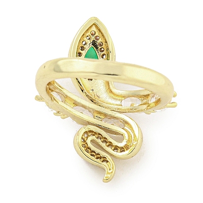 Brass Micro Pave Cubic Zirconia Cuff Rings RJEW-I103-015G-1