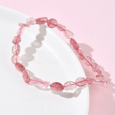 Natural Strawberry Quartz Beads Stretch Bracelets for Women BJEW-Z158-02D-02-1