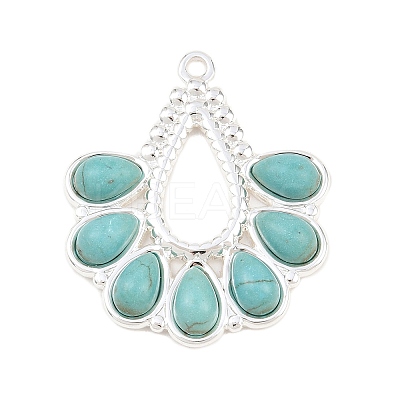 Bohemian Style 304 Stainless Steel with Dyed Synthetic Turquoise Pendants STAS-G381-01S-1