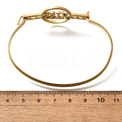 201 Stainless Steel Flat Round Link Bangles for Women BJEW-R014-01G-02-1