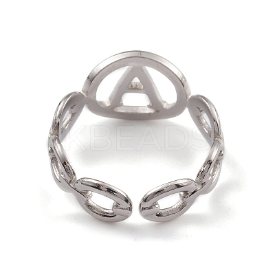 Non-Tarnish 304 Stainless Steel Initial Letter A Open Cuff Rings for Women RJEW-G285-56P-1