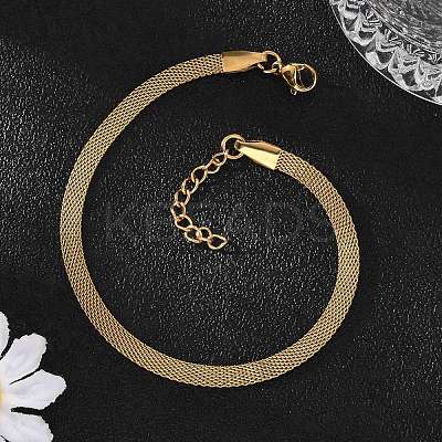 Ion Plating(IP) 304 Stainless Steel Network Chains/Mesh Bracelets Bracelets BJEW-I274-13G-1
